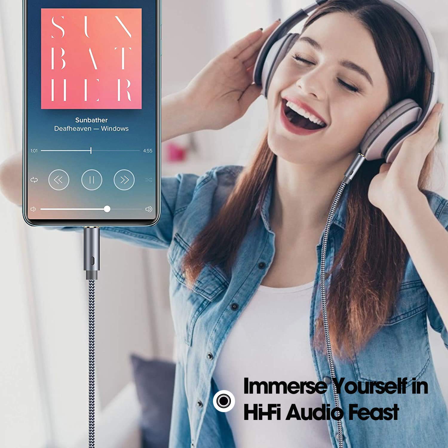 AUX Cable, [2-Pack, 4ft+8ft] 3.5 mm Audio Cable Nylon Braided 3.5mm Male to Male AUX Cord Auxiliary Adapter Compatible with Car/Home Stereos, Speaker, iPhone iPod iPad, Headphones, Echo & More (Grey): Industrial & Scientific