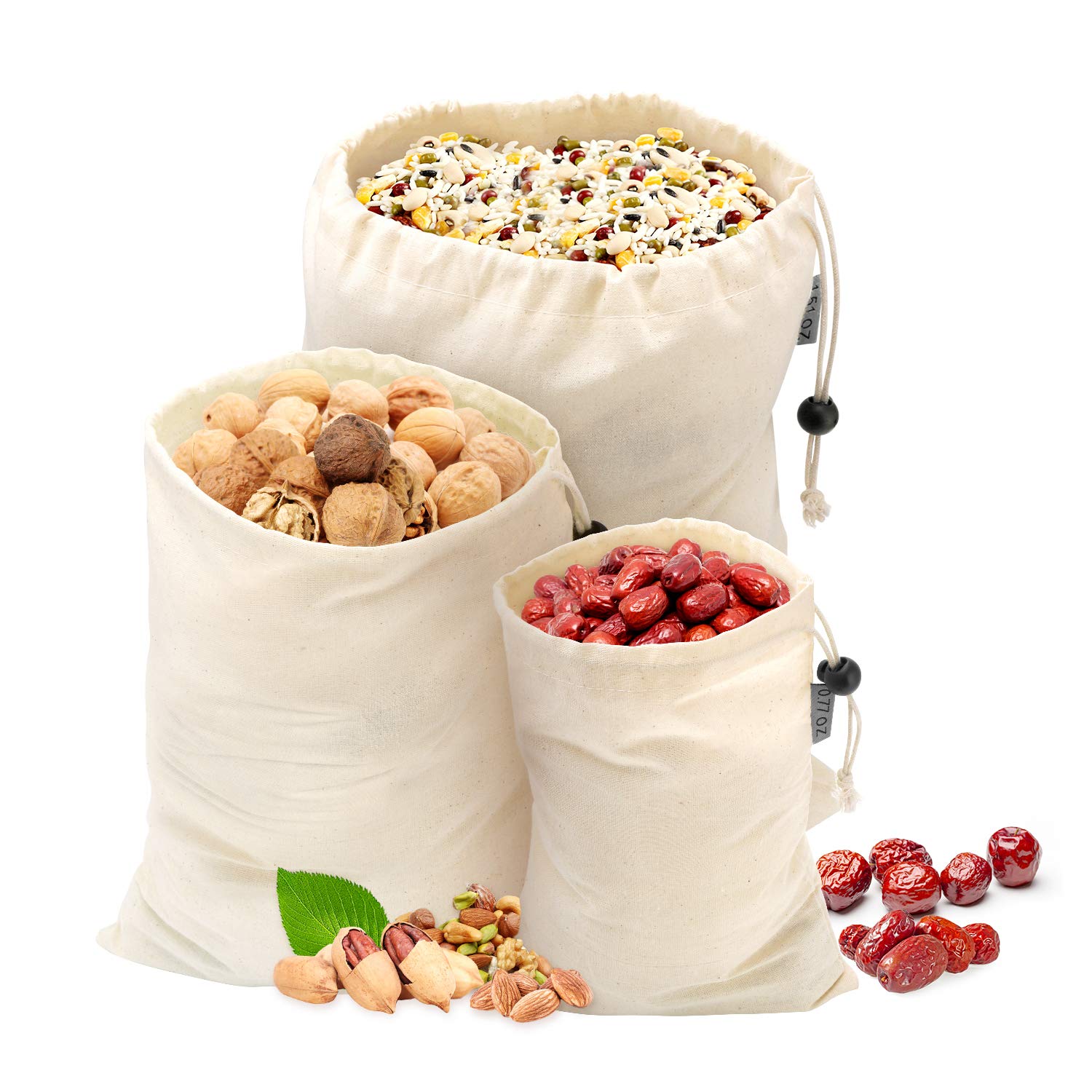 9er Set Obst&Gemüsebeutel,WU-MINGLU Einkaufstaschen wiederverwendbar Gemüsenetze robuste Kartoffelsack Brotbeutel Baumwolle Einkaufsnetze Kordelzug Tasche Aufbewahrungsbeutel für Einkaufen und Haushalt