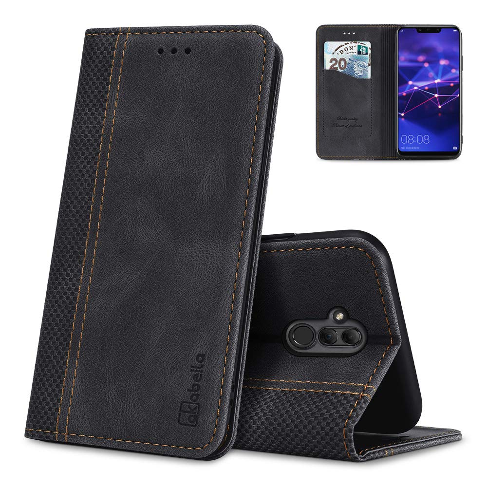 AKABEILA Case for Huawei Mate 20 Lite Premium PU Leather Flip Wallet Case with Magnetic Closure Kickstand Card Slots Folio Phone Case Cover Shockproof Black