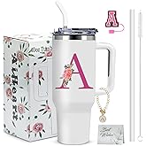 AiHeart Monogrammed Gifts for Women,Wife,Initial Cup,Personalized for Birthday Gifts,Halloween,Thanks giving Day,Custom Tumbler with Handle 40oz-A