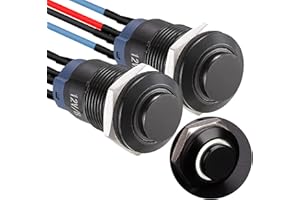 APIELE 12mm Latching Push Button Switch Pre-Wired 150mm High Round Head Aluminium Alloy 1NO 1 Normally Open with Ring Led Pack of 2 (White)