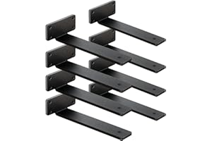 WINKER 8 Pack Shelf Brackets 10 Inch Floating Shelf Bracket 1/5 inch Thick Heavy Duty Hidden Shelf Brackets Iron Metal Brackets for Shelf Support with Screw Included