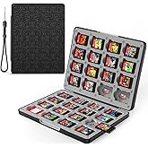 Fosmon Game Card Case for Nintendo Switch 2 / 1 / OLED / Lite, 32 Games Cartridge Storage Holder with 32 Micro SD Card Slots, Magnetic Closure, Hard Shell, Silicone Lining, Black
