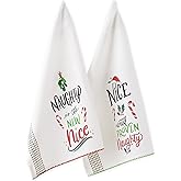 DII Holiday Kitchen Towel Set, Christmas Tea Towels for Baking, Cooking & Entertaining 18x28, Naughty/Nice, 2 Piece