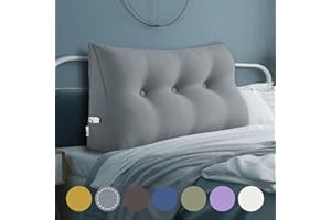 WOWMAX Wedge Pillow Headboard Dorm Headboard Twin XL Headboard Pillow Twin Bed Wedge Pillow for Headboard Bolster Pillow for Bed with Removable Cover, Gray