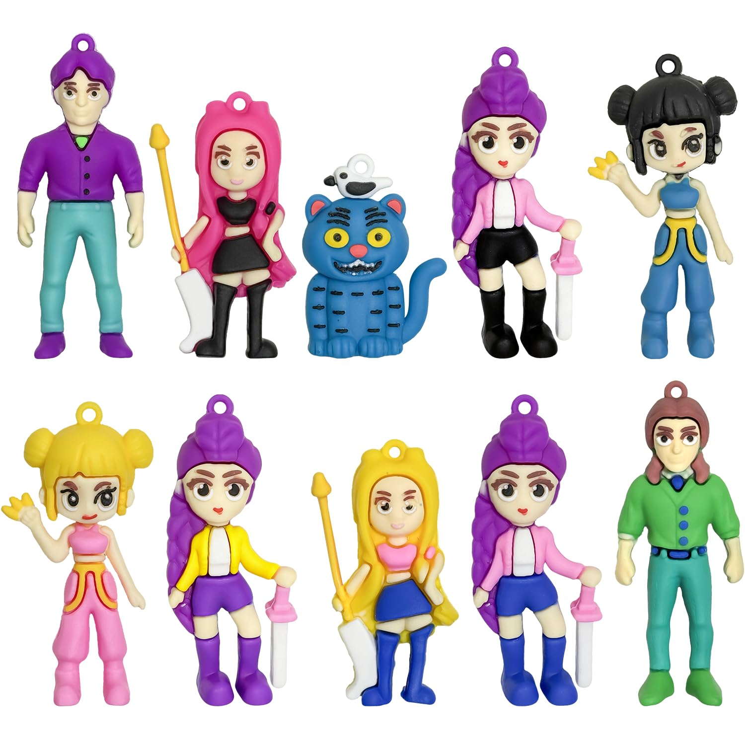 D-emon H-unters Action Figures,10pcs H-unters Doll Model Set, Anime Character Figures, Desktop Decorations, Home & Office Decoration Accessories (Color)