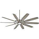 Minka Aire F865L-BNK Barn H2O - 84 Inch 10 Blade Ceiling Fan with Light Kit, Finish Color: Burnished Nickel, Blade Color: Sav