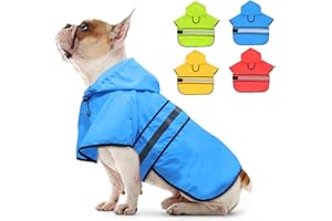 Candofly Dog Raincoat Hooded Poncho - Adjustable Waterproof Dog Rain Jacket Lightweight Reflective Dog Rain Coat Pet Slicker for Small Medium Large Dogs (Medium, Sky Blue)