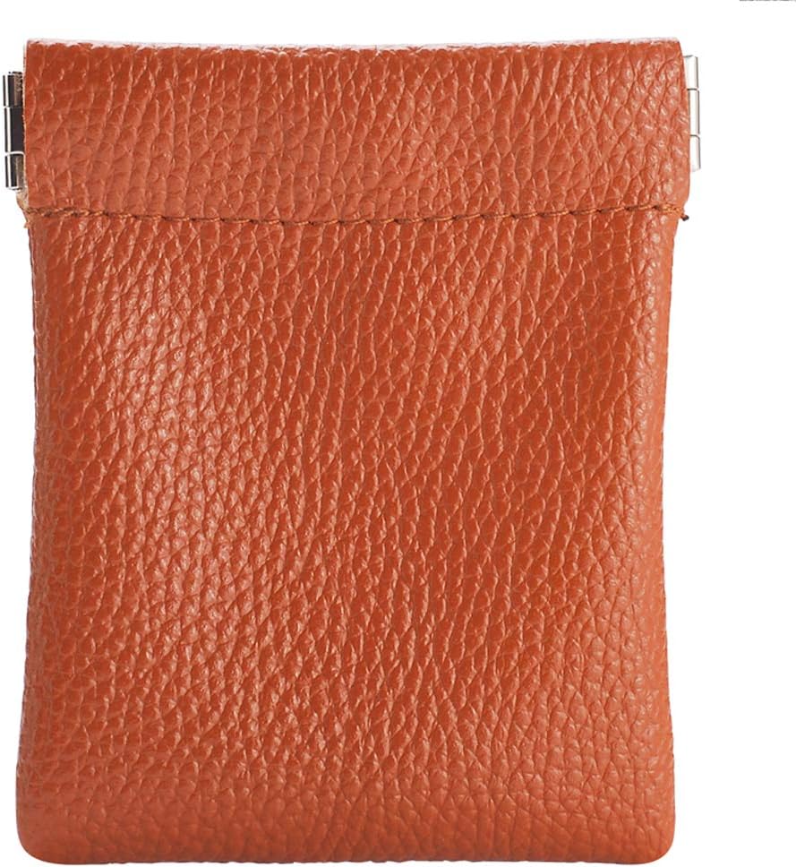 Faux Leather Coin Purse, Squeeze Coin Pouch Size 3.2” X 3.8”, Change Holder for Men & Women