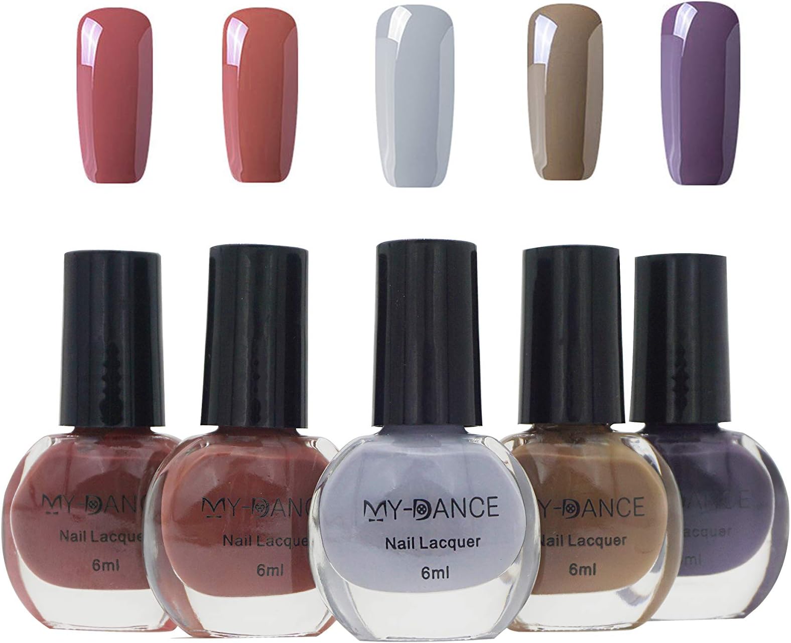 Mydance Morandi Color,5 Bottle Set,Nail Polish Nail Enamel (Type 1)