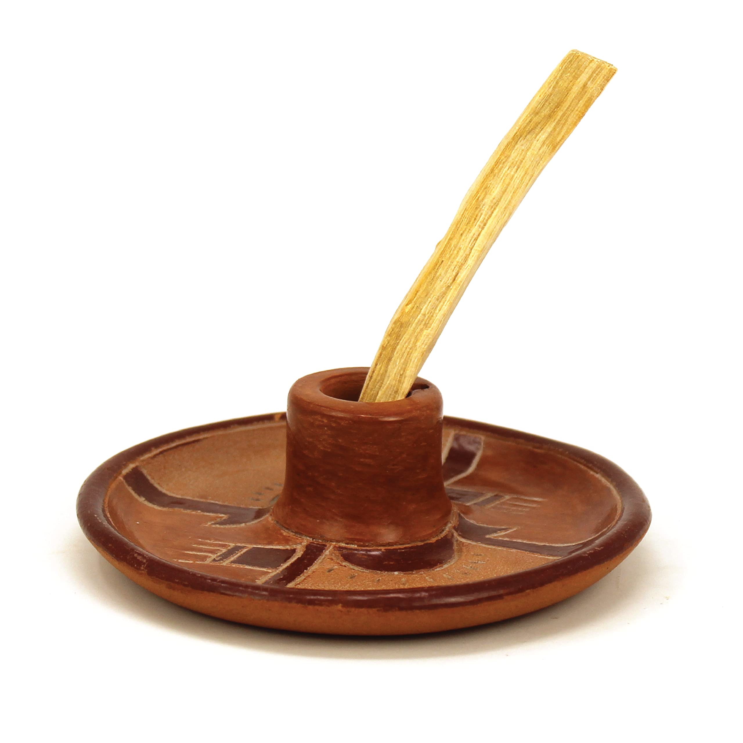 PALOSANTO - Palo Santo Stake Plate - Lliptas Model - Including 1 Stick- Handcrafted Terracotta in Ecuador - Ideal Support for Palo Santo Wood