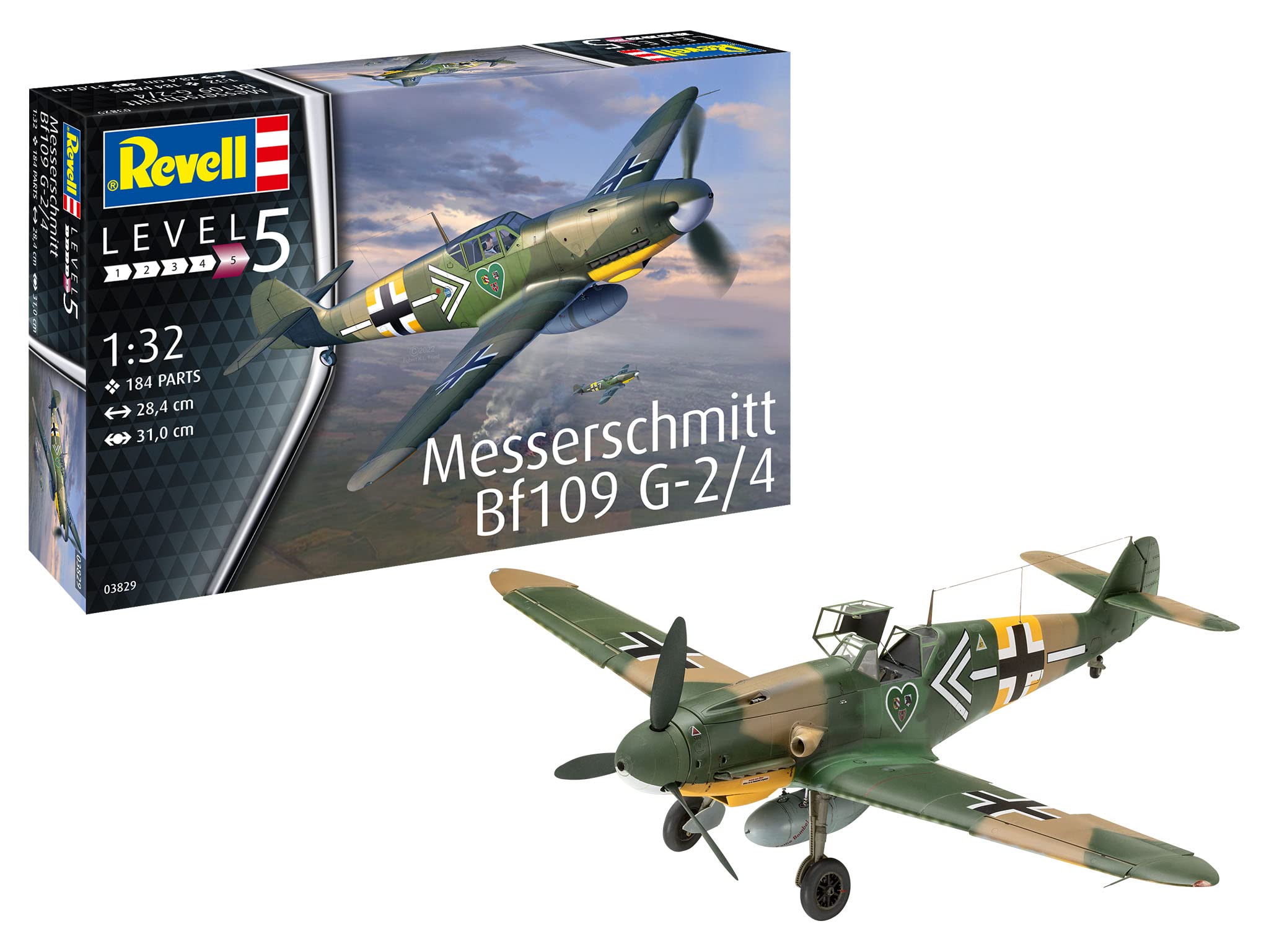 Revell 03829 Messerschmitt Bf109G-2/4 1:32 Scale Unbuilt/Unpainted Plastic Model Kit