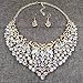 Yuhuan Women's Luxury Rhinestone Statement Necklace Earrings Gold Wedding Costume Jewelry Set