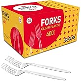 TONFORD 400 Count Plastic Forks Heavy Duty, Clear, BPA-Free, Heat Resistant, Solid and Durable Disposable Forks Bulk, Premium Plastic Forks heavy duty for Party Supply