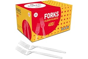TONFORD Plastic Forks Heavy Duty, Disposable Forks for Party Supply, Clear, 400 Count