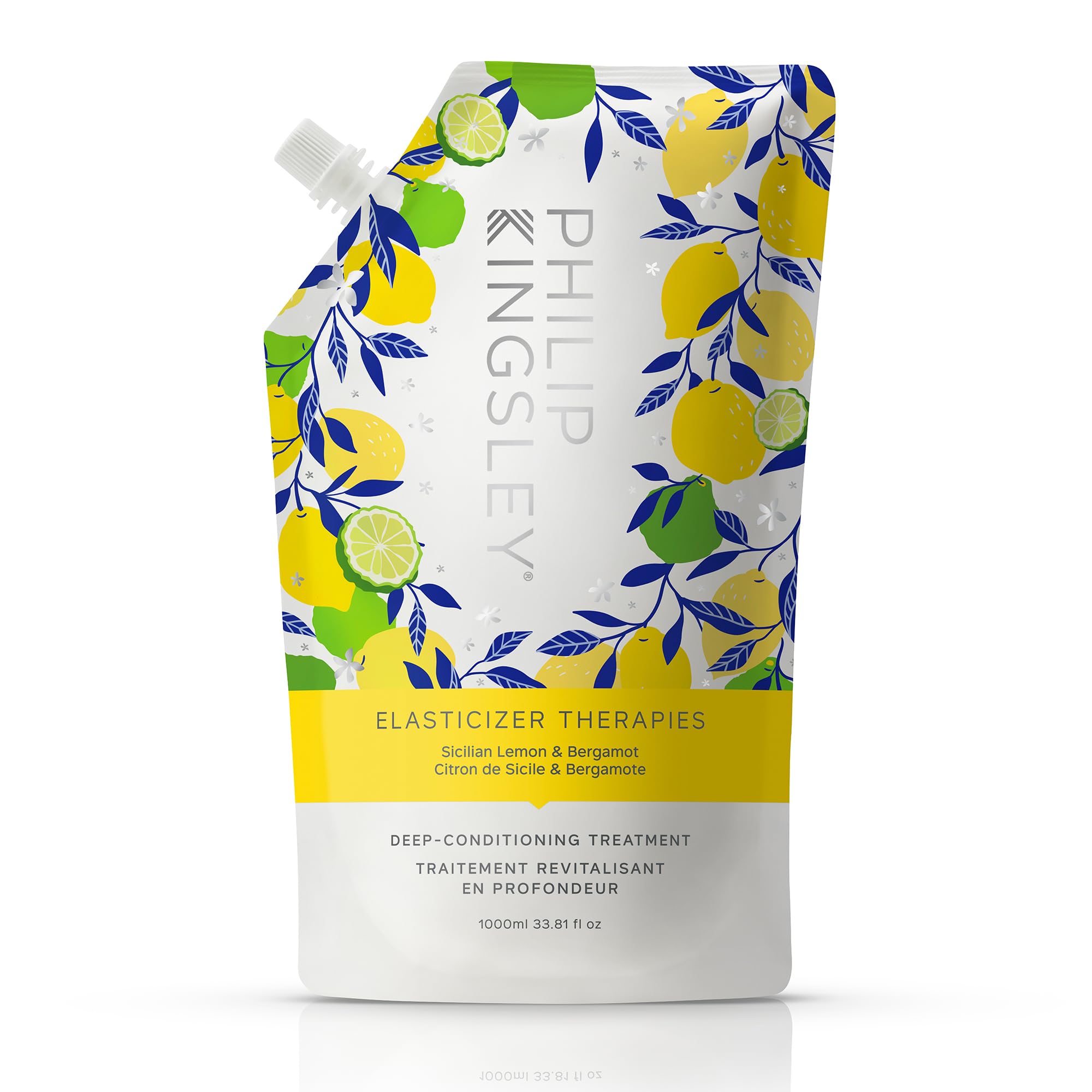 Philip Kingsley | Elasticizer Therapies Silican Lemon and Bergamot | Deep-Conditioning Hair Mask Treatment | For Dry, Damaged, Curly Hair | Hydrate, Strengthen, Reduce Frizz, Add Bounce | 1000ml