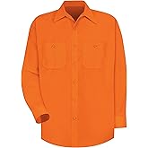 Red Kap Men's Enhanced Visibility Work Shirt , Fluorescent Orange, Long Sleeve 3X-Large