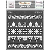 CrafTreat Reusable Ornate Border Stencils for Painting on Wood, Canvas, Paper, Fabric, Floor, Wall and Tile - Ornate Borders - 6x6 Inches Each - DIY Art and Craft Stencils