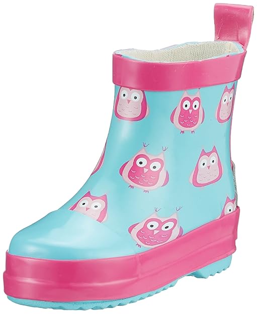 Playshoes Kinder Halbschaft-Gummistiefel aus Naturkautschuk, Trendige Unisex Regenstiefel mit Reflektoren, mit Eulen-Muster
