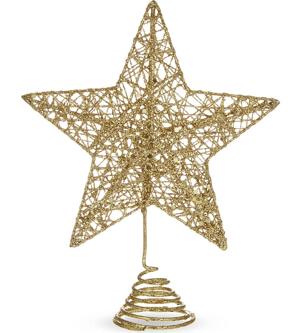 Gisela Graham Gold Glitter Grid Metal Christmas Tree Top Star Top Decoration by cubsco