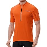 Spotti Men's Cycling Bike Jersey Short Sleeve with 3 Rear Pockets- Moisture Wicking, Breathable, Quick Dry Biking Shirt