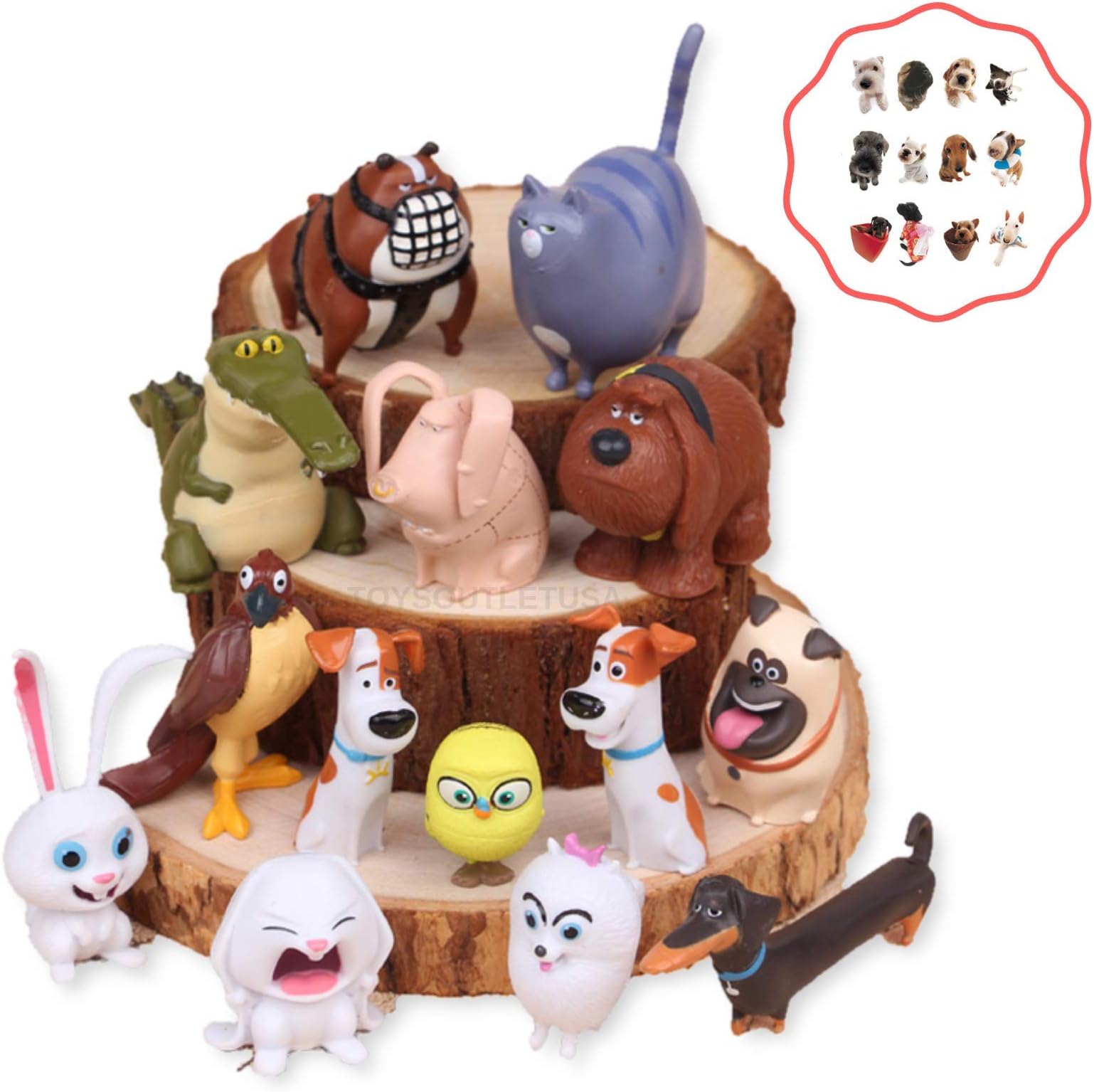Secret Life of Pets 14PCS Cake Topper Toy Figures | Bonus Sticker Included ToysoutletUSA