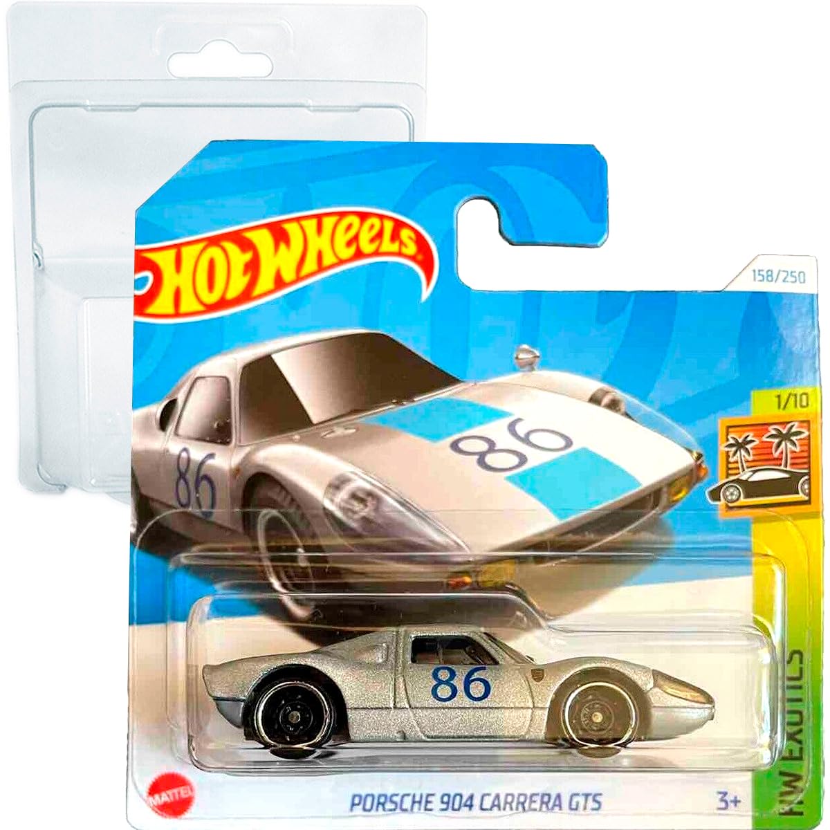 Hot Wheels Porsche 904 Carrera GTS HW Exotics 1/10 (158/250) HRY73 Grey 2024 + Protector Short Card Frikimonkey
