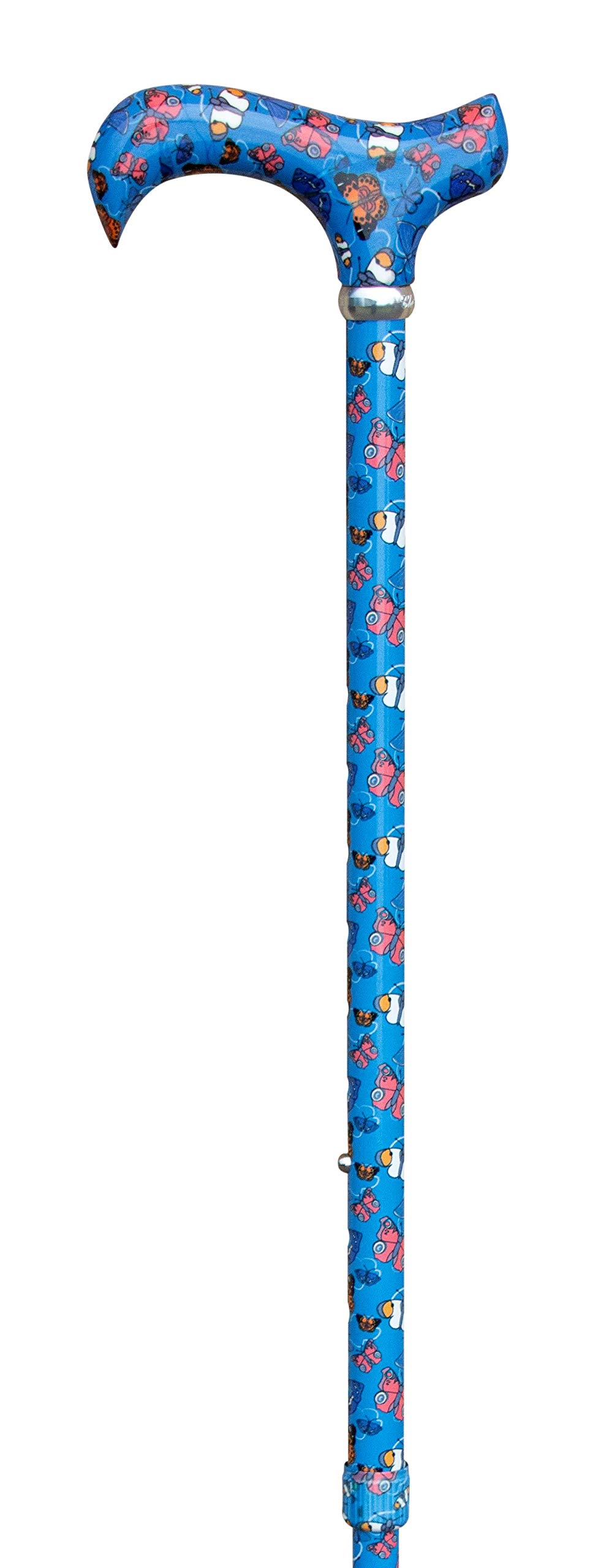 Classic Canes Animal Friends Butterfly Cane – Derby Handle Stylish Fashionable Adjustable Aluminium Walking Stick 73-95cm 265g – Modern Ergonomic Support Sticks Fitted Non-Slip Rubber Ferrule
