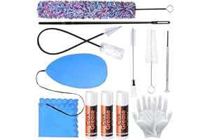 Flute Cleaning Kit, Niantime 12 in 1 Flute Care Cleaner kit with Flute Maintenance 3 Cork Grease, 3 Multifunctional Cleaning Brushes, Cotton Cleaning Brus, Swab and Cleaning Rod, Cotton Gloves