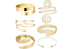 RIOSO 6 Pieces Arm Cuff Upper Arm Band Cuff Bracelet Bangle for Women Adjustable Armband Set