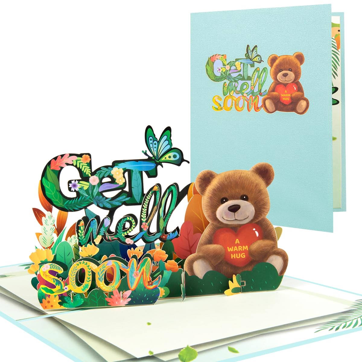 CNLITIHEKA Get Well Pop Up Card, Bear Get Well Soon Card, 3D Pop Up Sympathy Card for Patient, Encouragement Card.