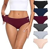 coskefy Women's Underwear Cotton Hipster Panties Low Rise Briefs Soft Strench Breathable Ladies Bikini Underwear 6 Pack
