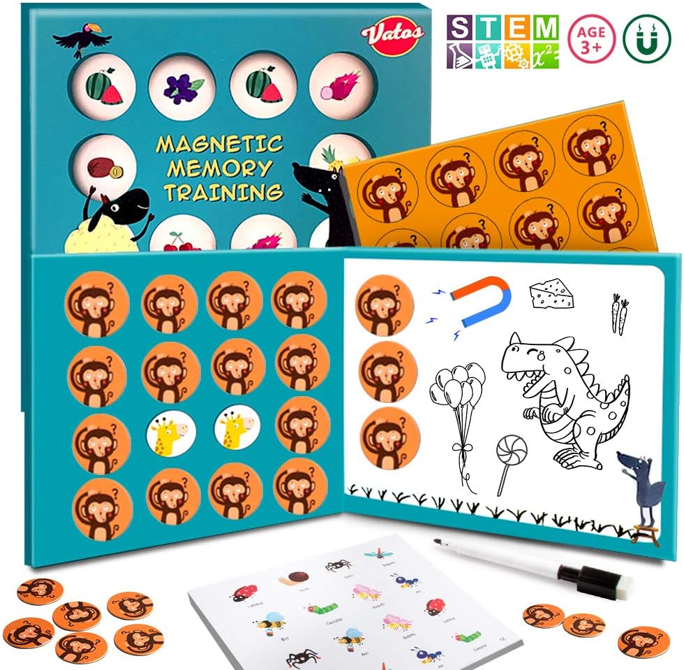 VATOS Memory Matching Board Game, 3in1 Cards with Drawing
