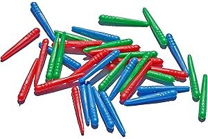 WE Games 36 Standard Plastic Cribbage Pegs w/a Tapered Design in 3 Colors - Red, Blue & Green