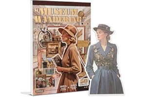 Snycler Livre d'autocollants – 50 feuilles d'autocollants vintage en PET pour scrapbooking, journal intime, éphémère et artis