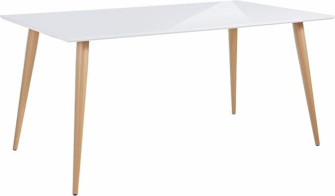 Loft24 ASTARIA Esstisch Esszimmertisch Küchentisch Schreibtisch Arbeitstisch Skandinavisches Design Hochglanz weiß Metallbein