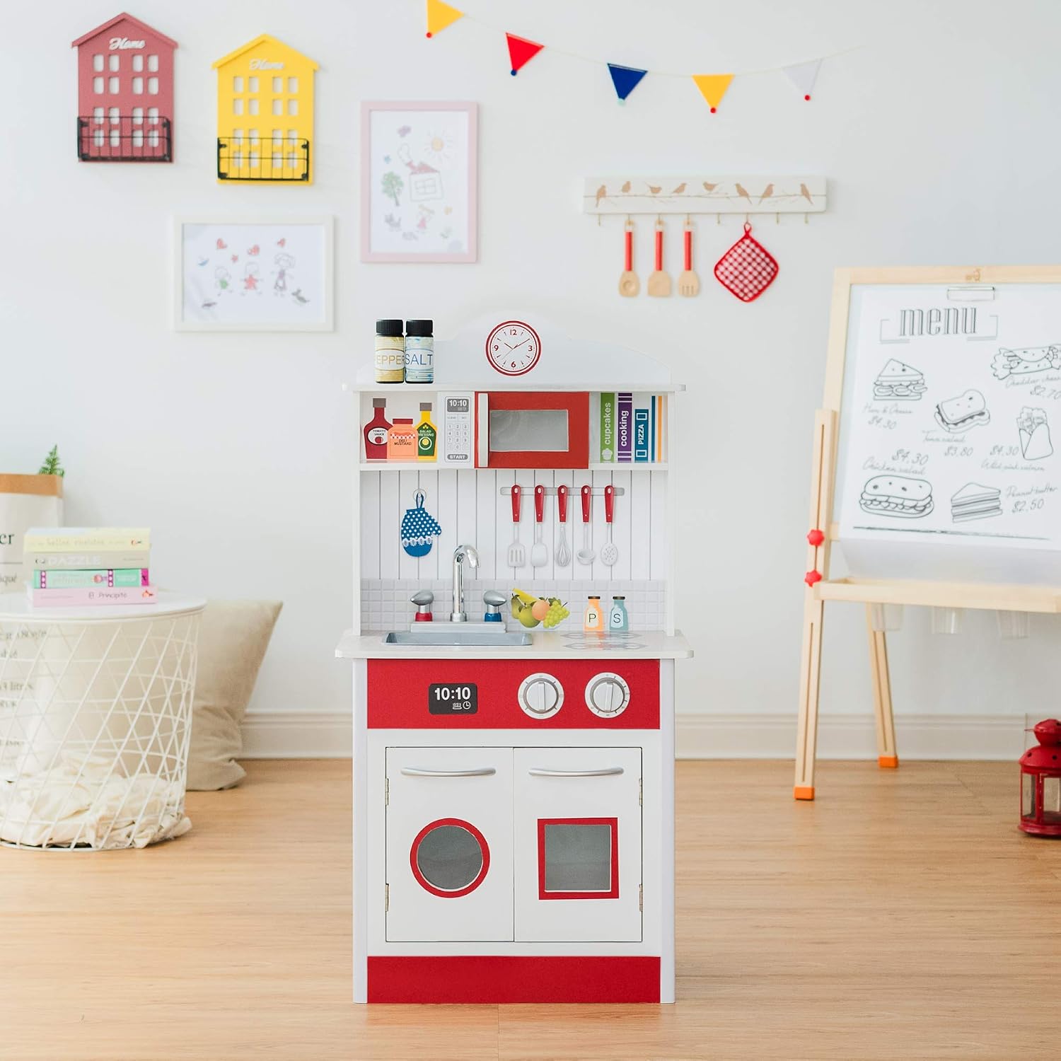 Teamson Kids Little Chef Madrid Classic Interactive Wooden Play Kitchen with Sink - Image 3
