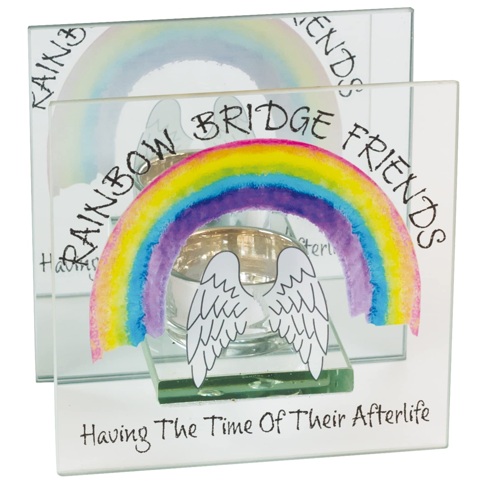 Angel Wings Pet Loss Memorial Sympathy Gift Tealight Holder by Rainbow Bridge Friends