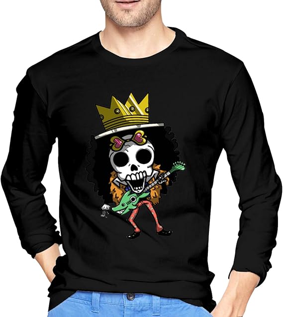 Anime One Piece Brook Men's Printing LongSleeve Crew Neck T Shirt Clothing