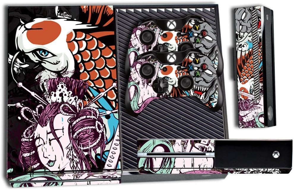 Designer Skin Sticker for the Xbox One Console with Two Wireless Controller Decals - Japan Cultural Tsunami Geishaม Fancy Carp, Mirror Carp Koi Fish, Nishikigoi By 258stickers®