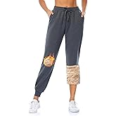 Move Beyond Women's Fleece Lined Joggers Thermal Sweatpants with 2 Pockets Warm Winter Sherpa Pants with Drawstring