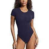PAVOI ACTIVE Buttery Soft Short Sleeve Bodysuit for Women Double Lined Thong Bodysuit Crew Neck T-Shirt - Everyday Essentials
