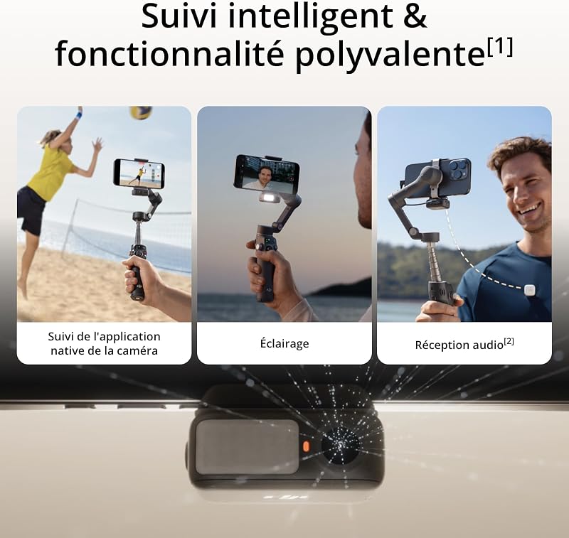 Stabilisateur nacelle DJI Osmo Mobile 7P pour iPhone, Android, Suivi natif