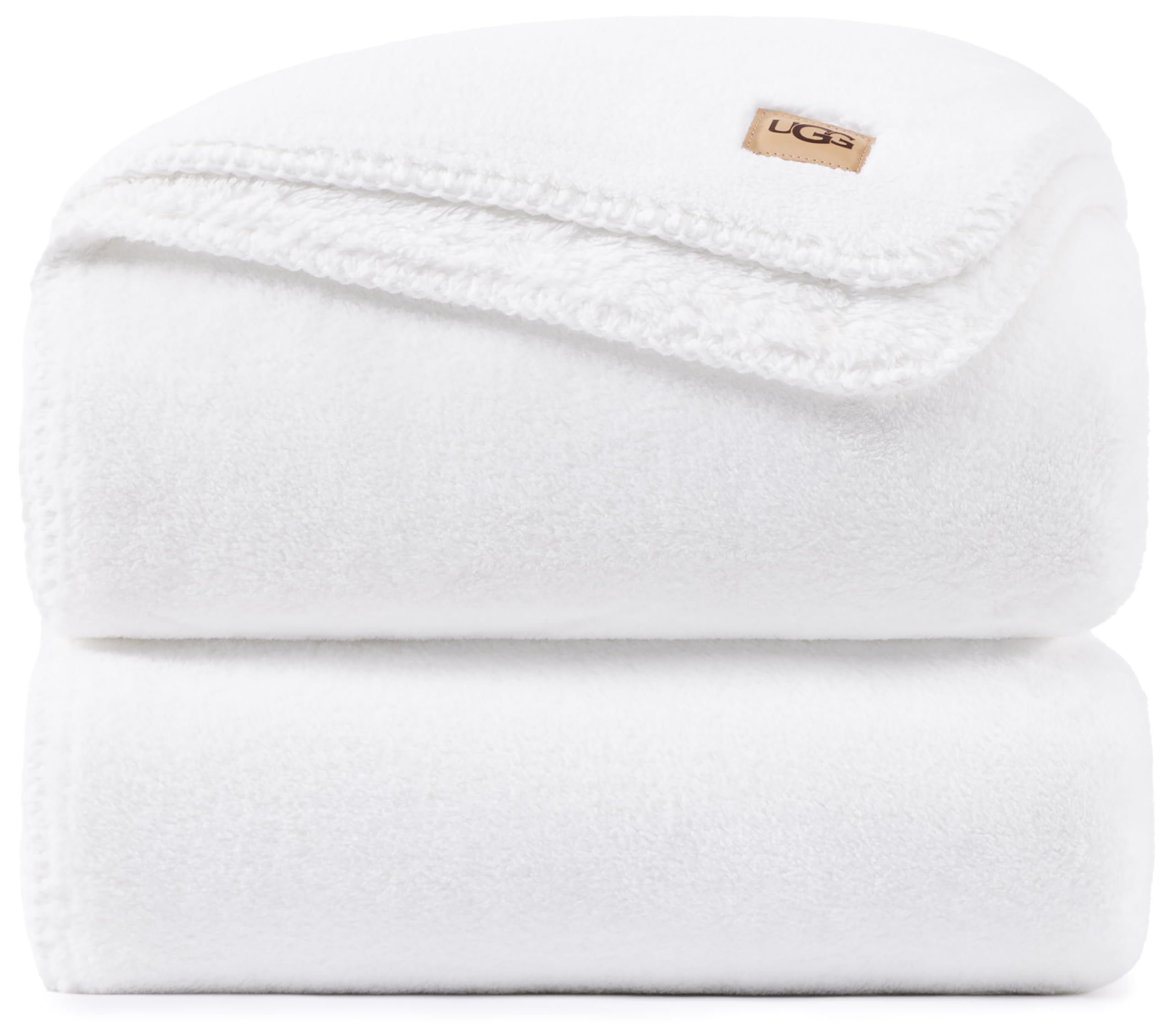 Photo 1 of UGG Whitecap Full/Queen Blanket, Fleece Fluffy Blanket for Bed, Luxury Cozy Oversized Throw for Couch, Washable Hypoallergenic Queen Bedding, 90" x 90", White Snow