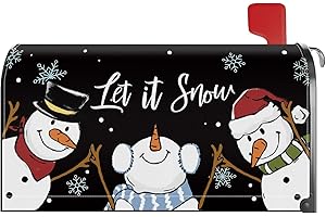 YINENA Let It Snow Snowman Mailbox Cover Magnetic Standard Size 21x18 Inch Winter Christmas Decorative Post Letter Box Wrap Decor Garden Yard Decoration