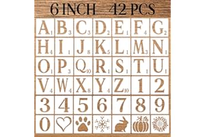 DZXCYZ 6 Inch Letter Stencils Numbers Craft Stencils, 42 Pcs Reusable Plastic Alphabet Drawing Templates for Painting on Wood, Wall, Fabric, Rock, Signage, Door Porch, DIY Art Projects