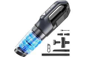 YTE PRO Handheld Vacuum Cordless 1.1 Pounds Car Vac 10000PA Hand Held Vacuums 4-in-1 Hand Vac Cordless Rechargeable HEPA Filter Large Capacity Dust Cup for Car Office Home Pets Hair (Space Gray)