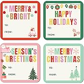 Mobiusea Creation Christmas Gift Tags Labels | 2 Inch | 60 Pcs Christmas Gift Labels | Assortments Holiday Design with Santa, and Present