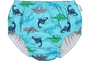 green sprouts Pull-up Reusable Absorbent Swim Diaper, Aqua Simple Dino, 24 Months