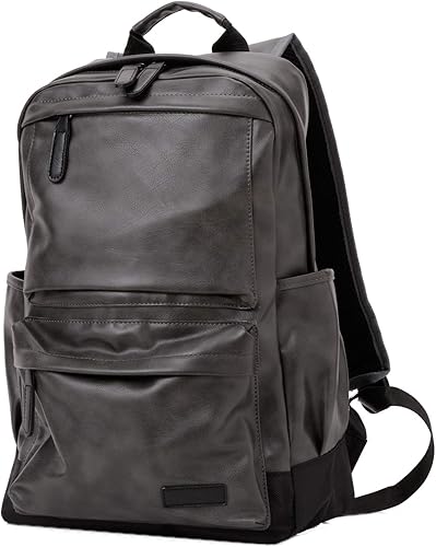 Amazon Raymarc Style 通勤 通学 リュック メンズ 防水 レディース 無地 シンプル タブレット ノートpc 大容量 Puレザー グレー Raymarc レイマーク メンズ